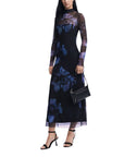 Desigual Sheer Turtleneck Long Sleeve Winter Midi Dress