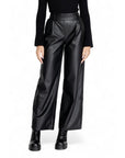 JDY Vegan Leather Black High Waisted Wide Leg Pants 