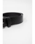 Calvin Klein Logo Monogram Genuine Leather Square Buckle Belt