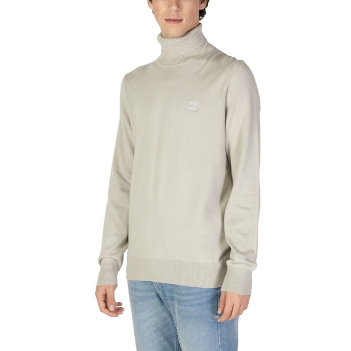 Boss Logo Cotton-Cashmere Turtleneck Sweater