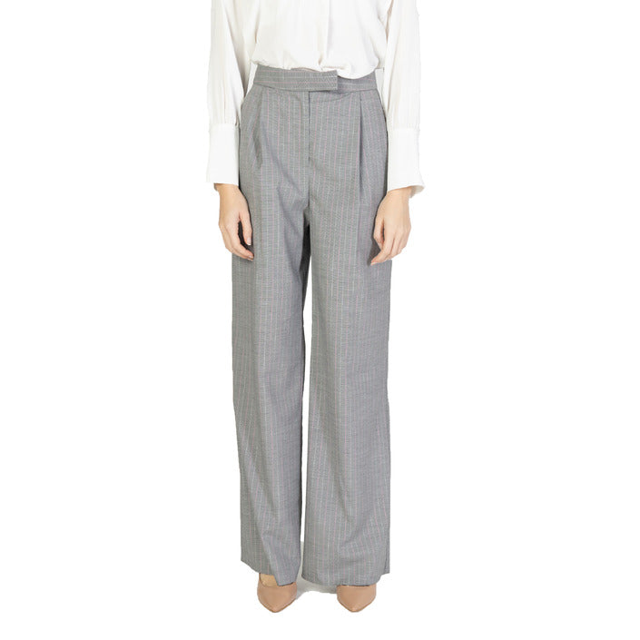 Rinascimento High Waist Grey Striped Wide Leg Suit Pants