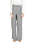 Rinascimento High Waist Grey Striped Wide Leg Suit Pants