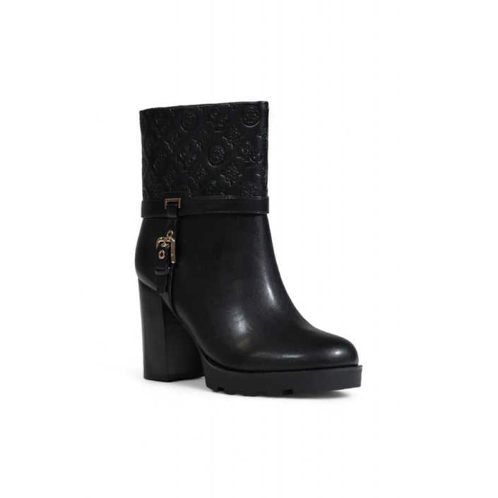 Guess Logo Monogram All Black Vegan Leather Boots