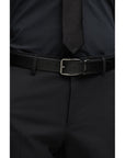 Boss Minimalist Leather Belt Muted Black Square Buckle