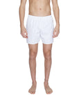EA7 By Emporio Armani Logo Athleisure Quick Dry Swim Shorts - White
