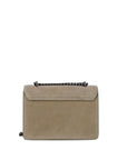 Replay Logo Suede Leather Crossbody Bag With Semi-Chain Strap