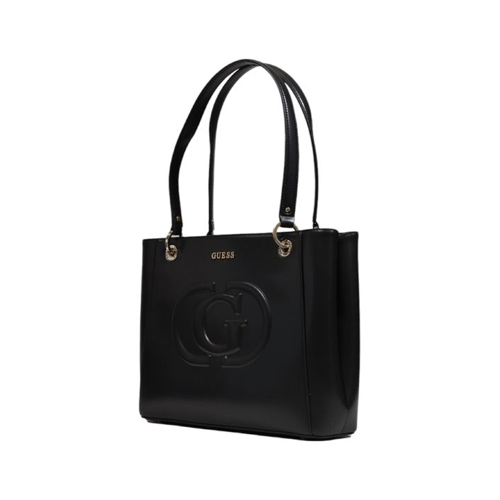 Guess Logo Black Vegan Leather Tote Bag