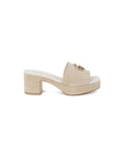 Guess Logo Suede Leather Chunky Heel Sandals