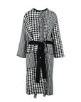 Twin Set Checkered Waist Tie Up Minimalist Dress-Coat
