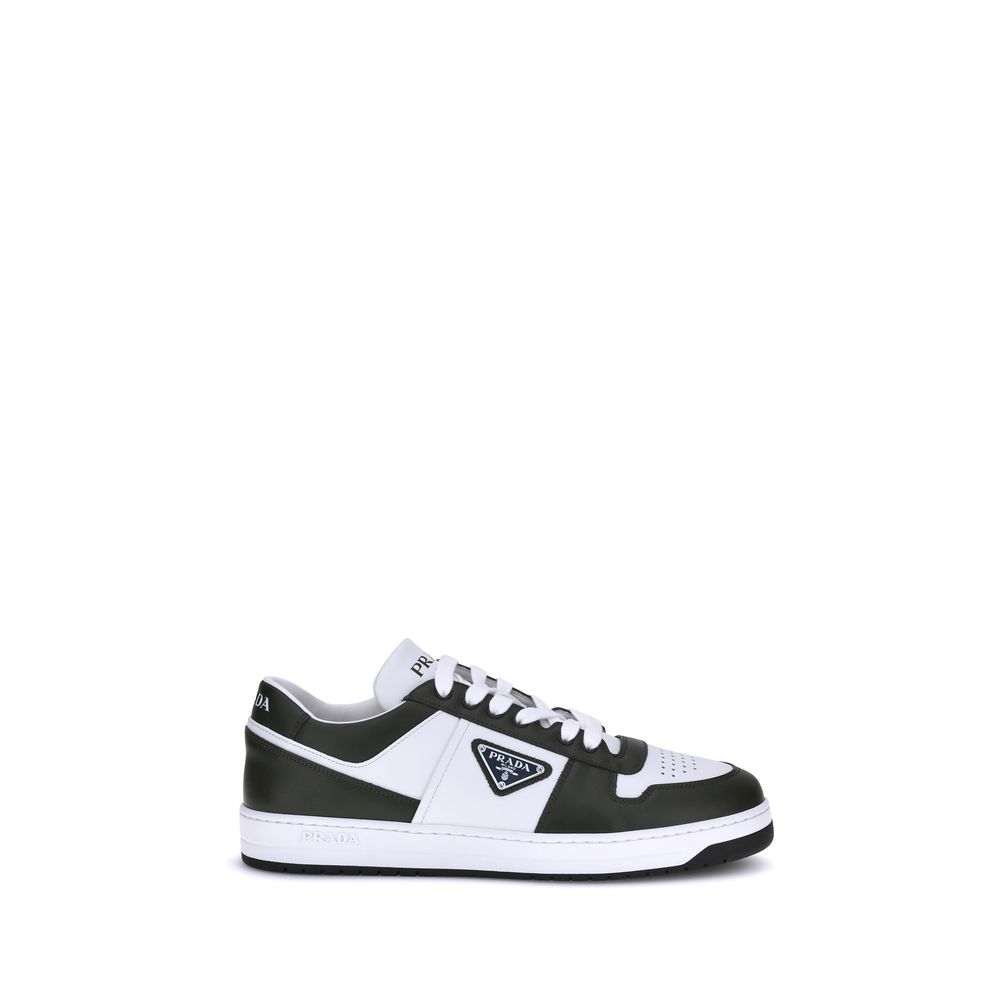 Prada Leather Low Top Lace-Up Sneakers