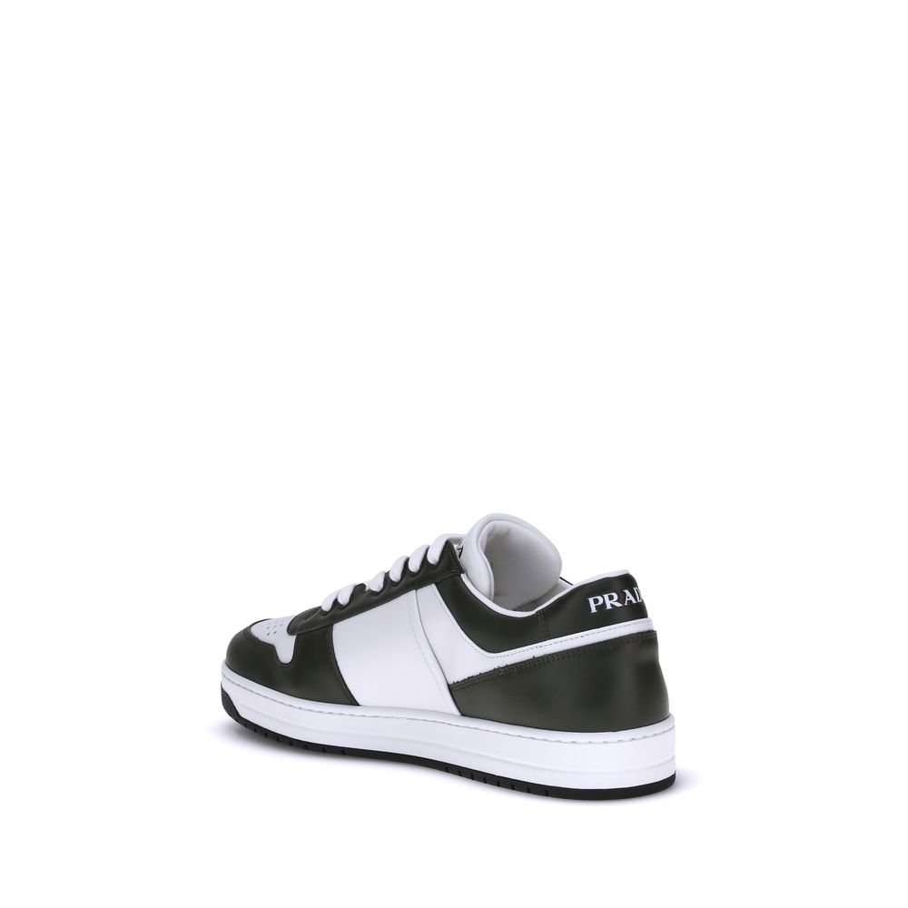 Prada Leather Low Top Lace-Up Sneakers