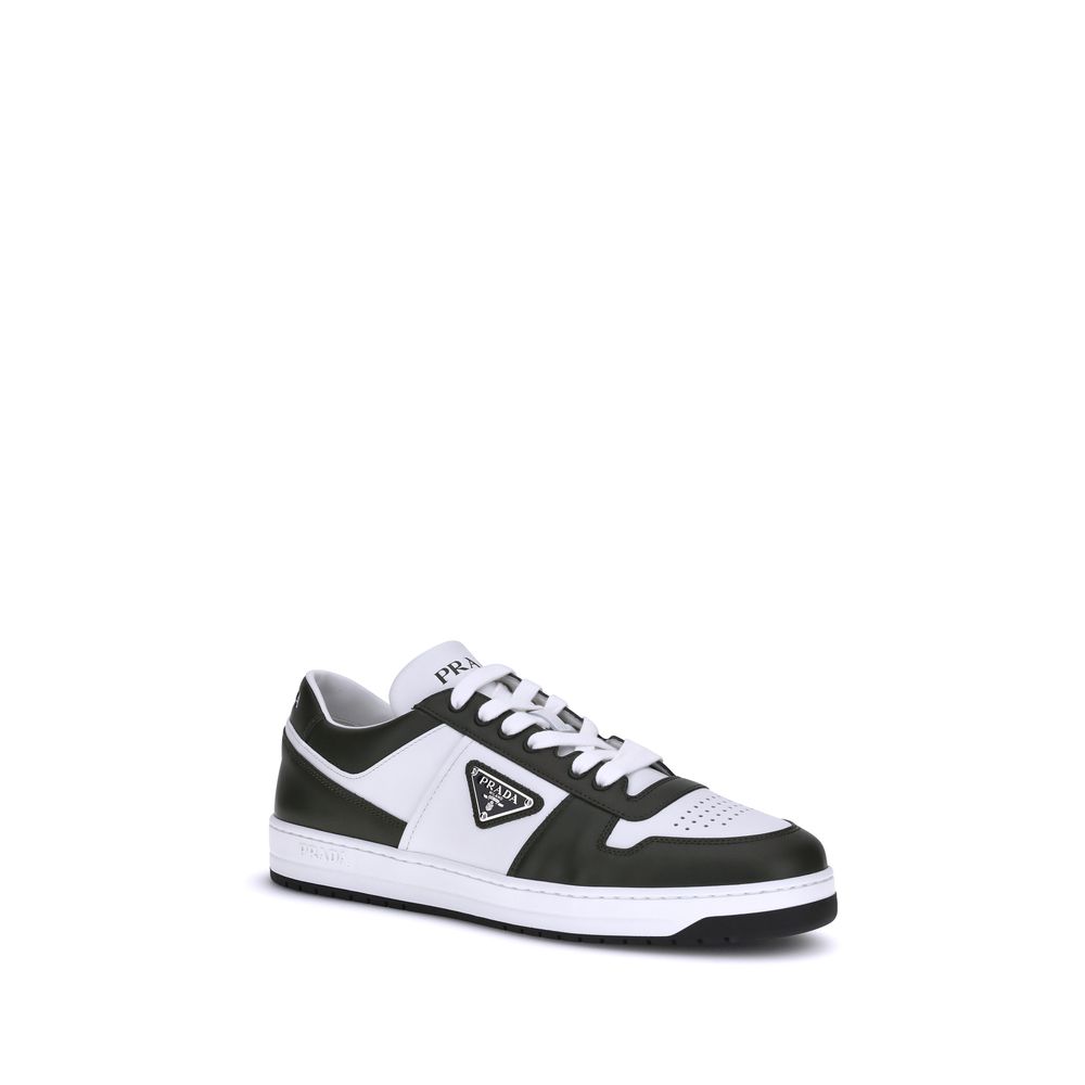 Prada Leather Low Top Lace-Up Sneakers