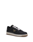 Prada Leather All Black Low Top Lace-Up Sneakers