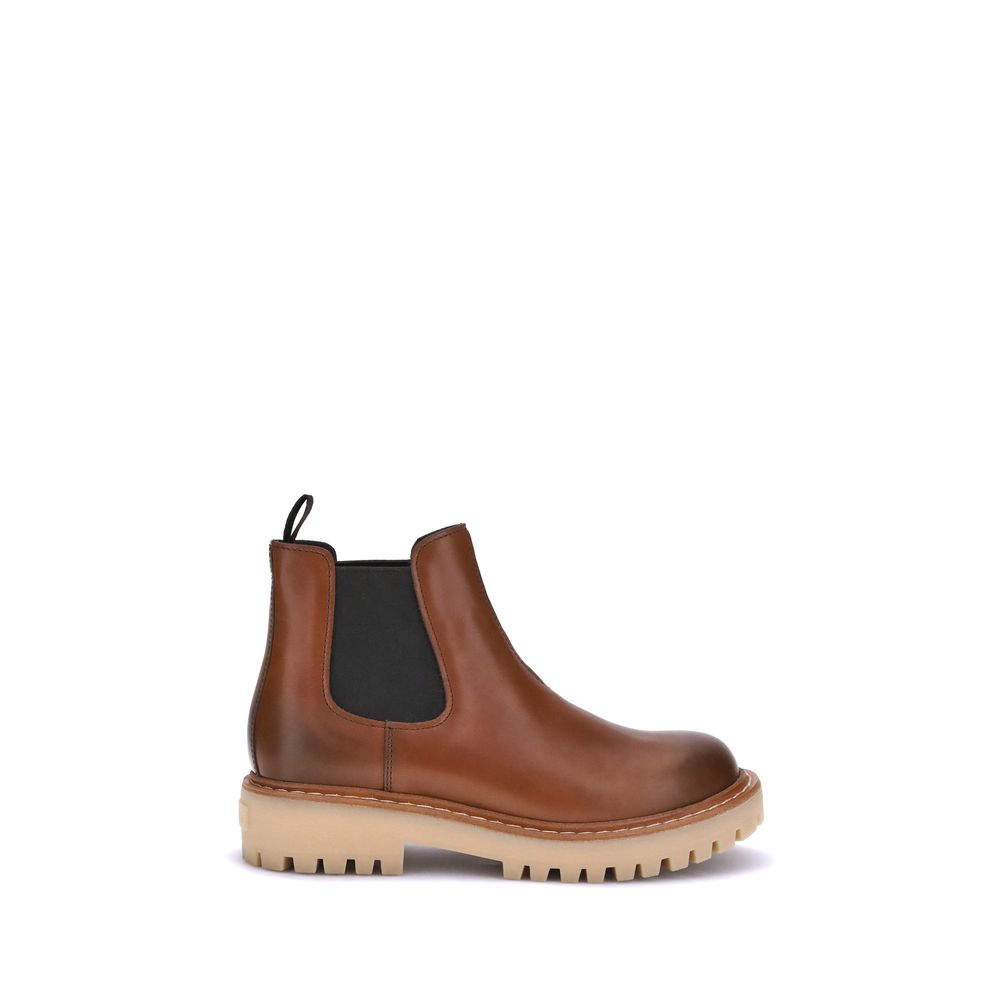 Prada Brown Leather Chelsea Ankle Boots