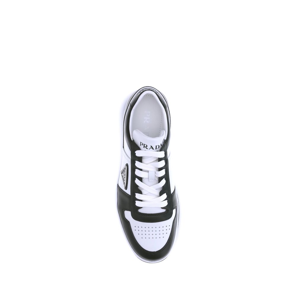 Prada Leather Low Top Lace-Up Sneakers