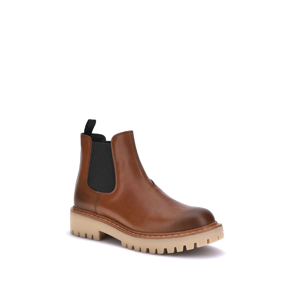 Prada Brown Leather Chelsea Ankle Boots