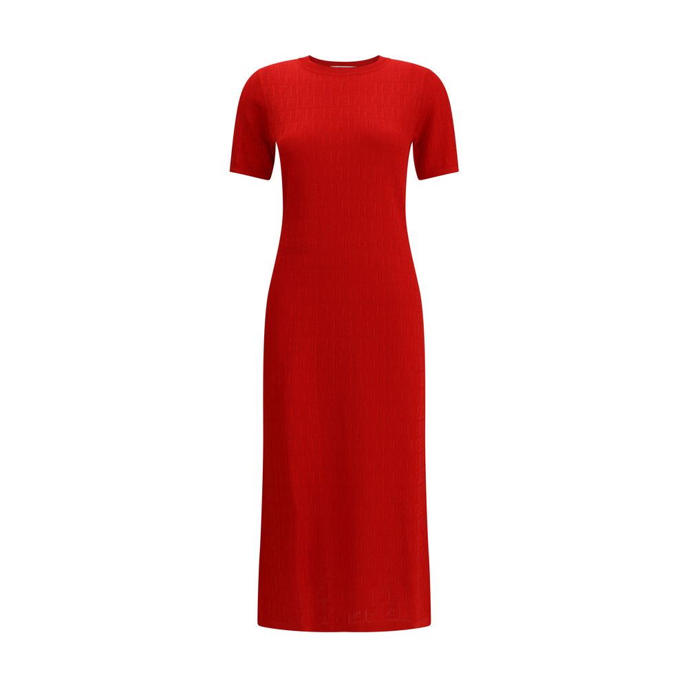 Fendi Monogram Red Long-Midi Dress