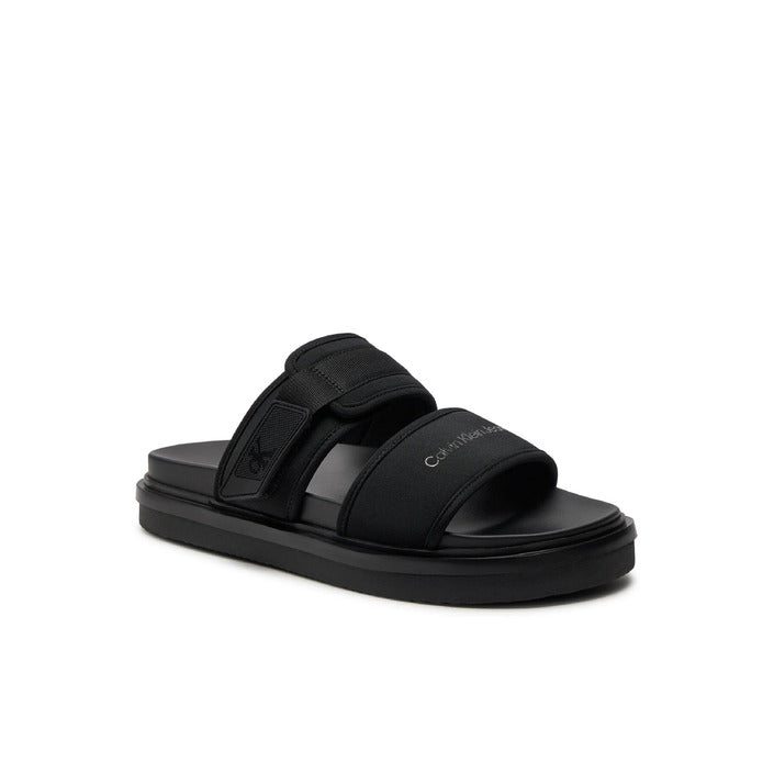 Calvin Klein Jeans Logo Dual-Strap Sandals - black