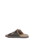 Fendi FF Leather Double Buckle Flat Sandals