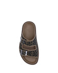Fendi FF Leather Double Buckle Flat Sandals
