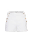 Morgan De Toi Metal Button Embellished Cotton-Blend White Shorts