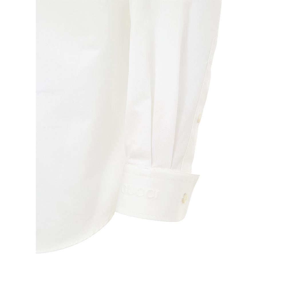 Gucci Double Collar White Cotton Shirt