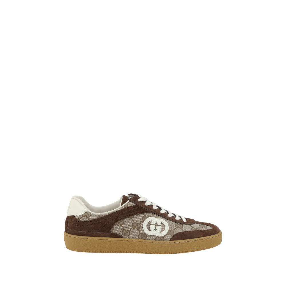 Gucci GG monogram low top lace up suede sneakers