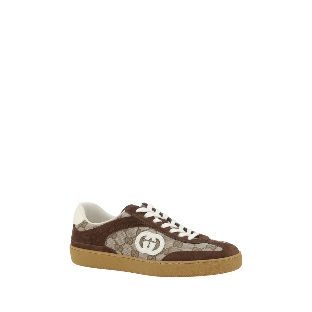 Gucci GG monogram low top lace up suede sneakers
