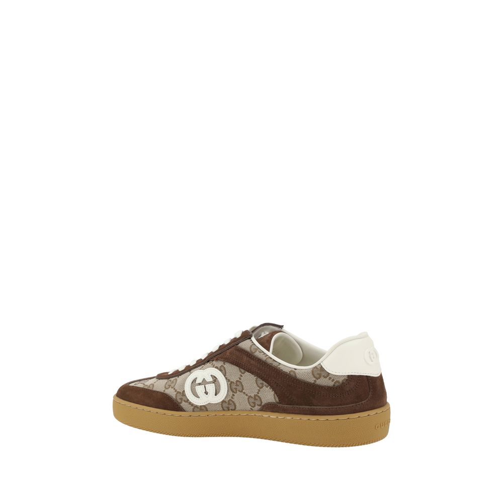 Gucci GG monogram low top lace up suede sneakers