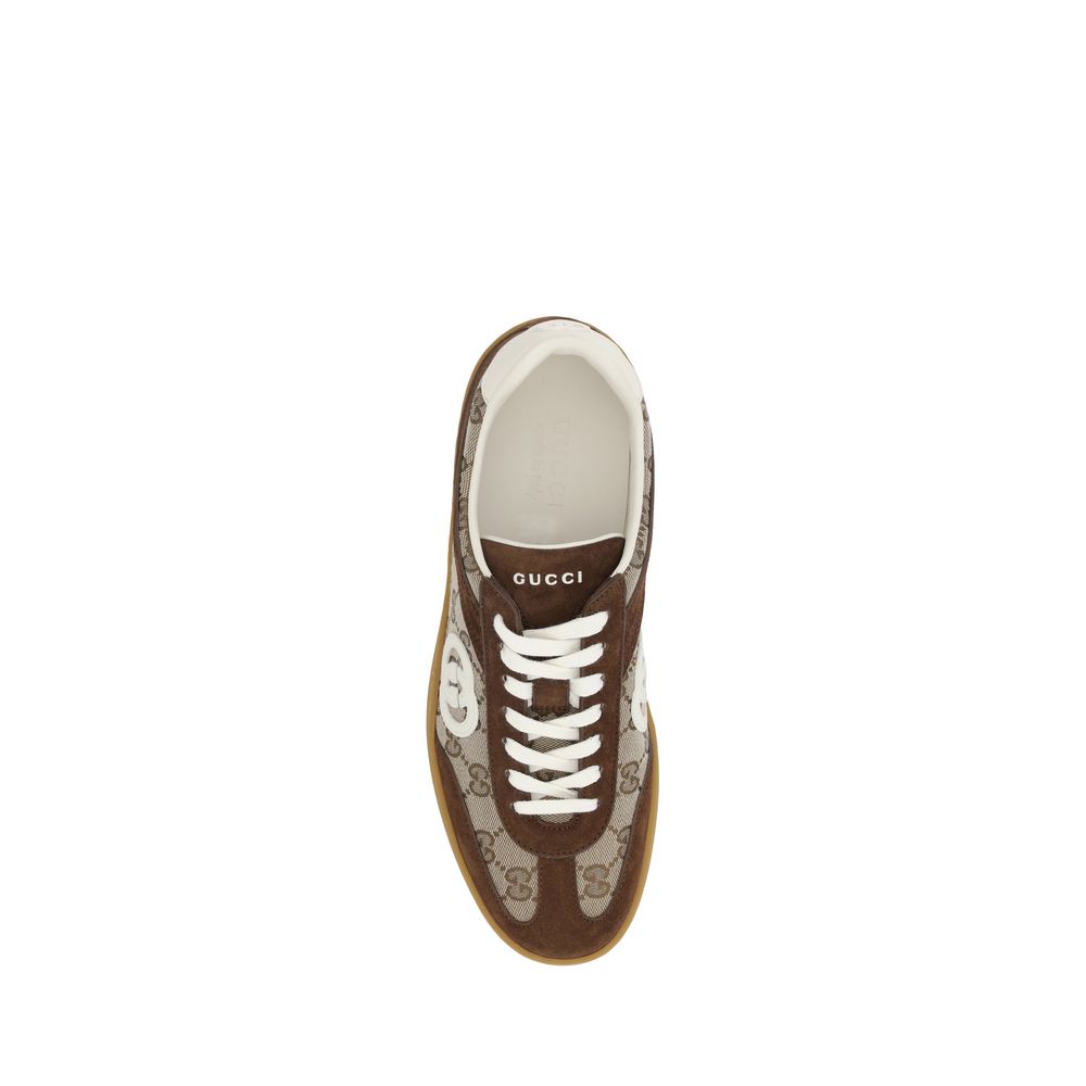Gucci GG monogram low top lace up suede sneakers