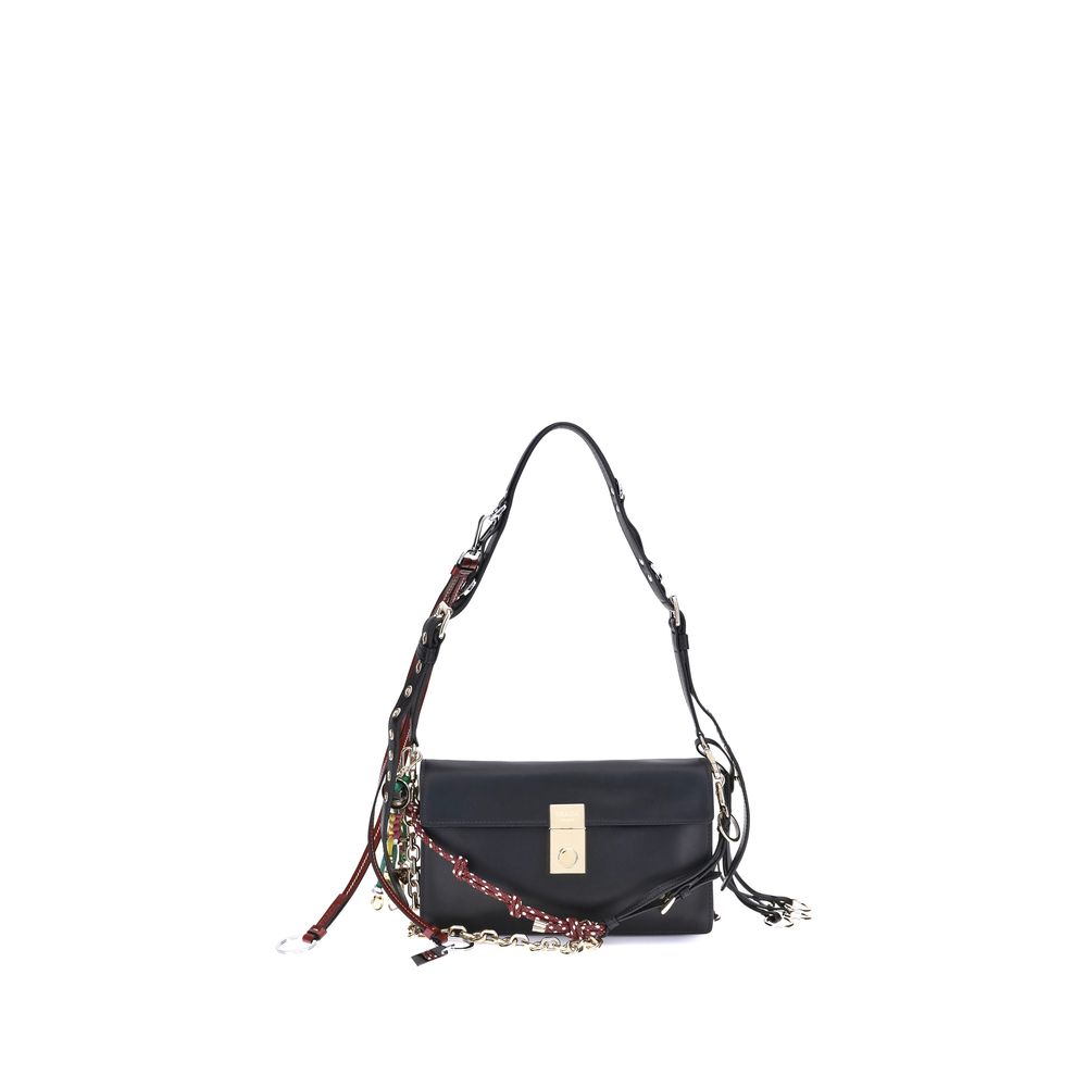 accessorized strap all leather small shoulder bag