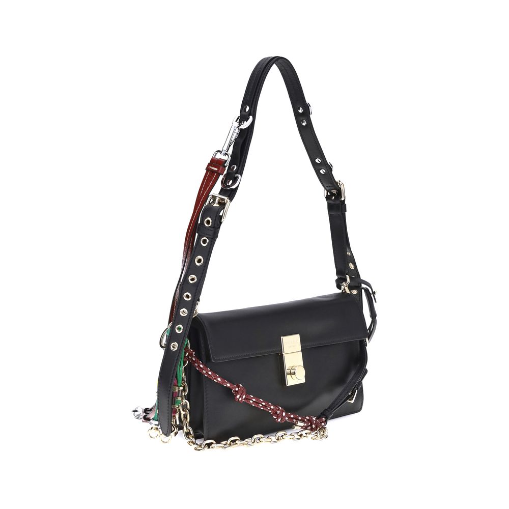 accessorized strap all leather small shoulder bag