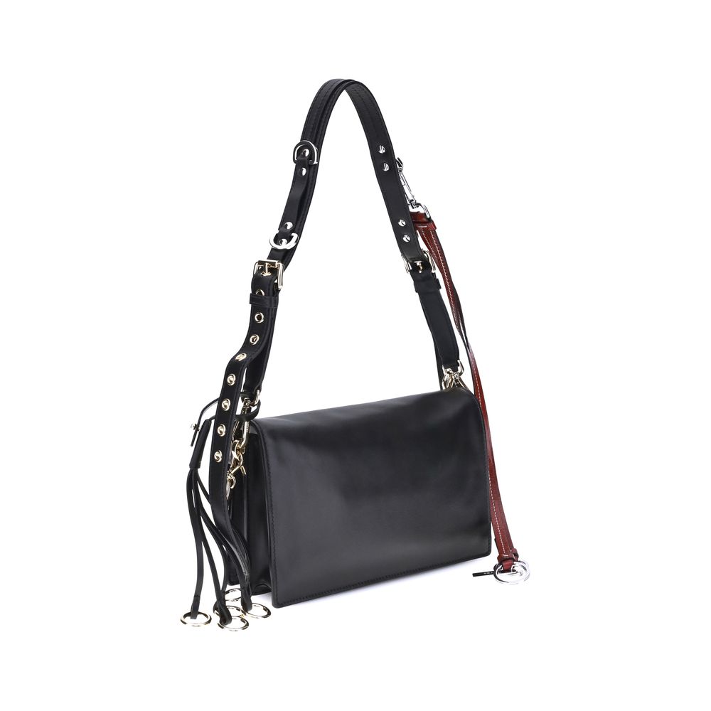 accessorized strap all leather small shoulder bag