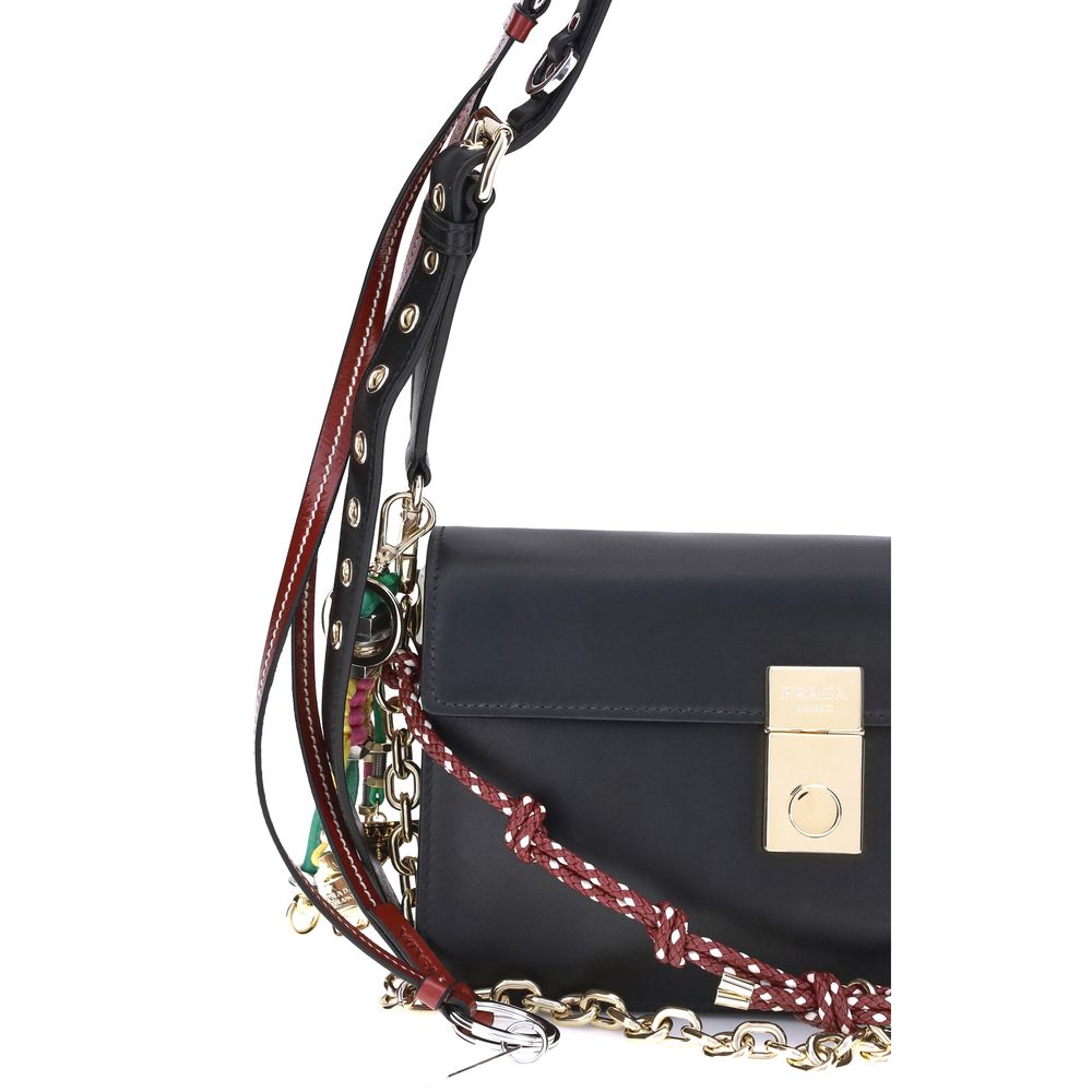 accessorized strap all leather small shoulder bag