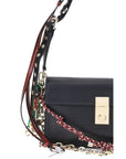 accessorized strap all leather small shoulder bag
