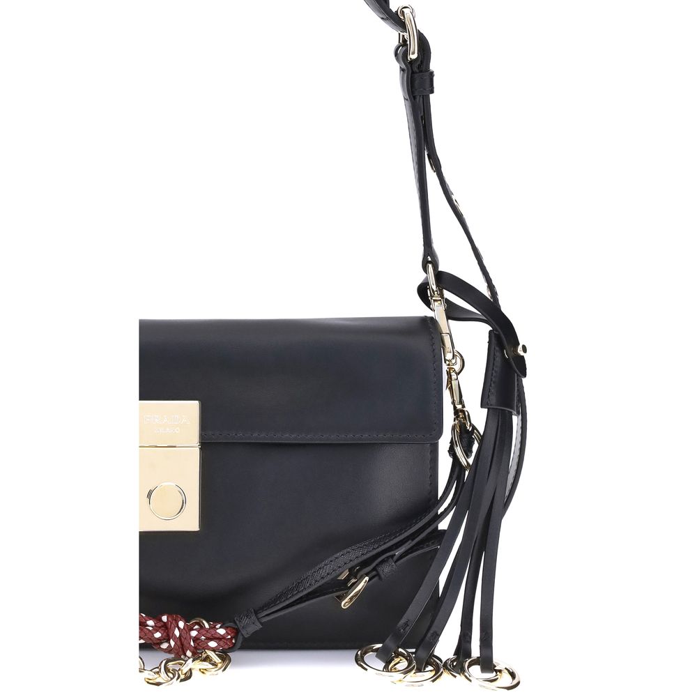 accessorized strap all leather small shoulder bag