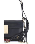 accessorized strap all leather small shoulder bag