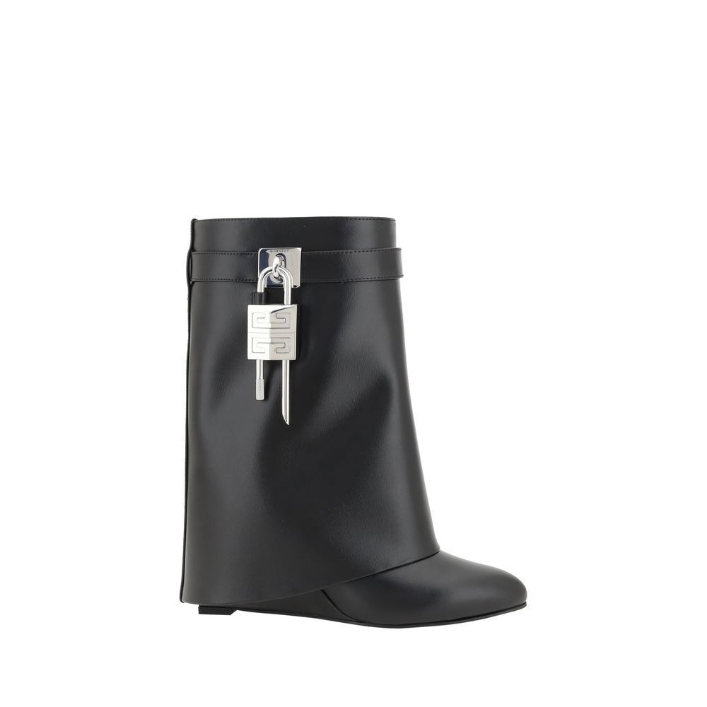 Givenchy Black Leather Wedge Ankle Boots