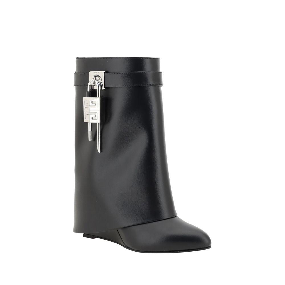 Givenchy Black Leather Wedge Ankle Boots