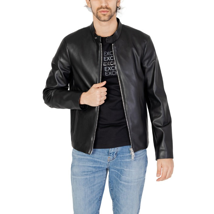 Armani Exchange Minimalist Racer-Biker Vegan Leather Jacket