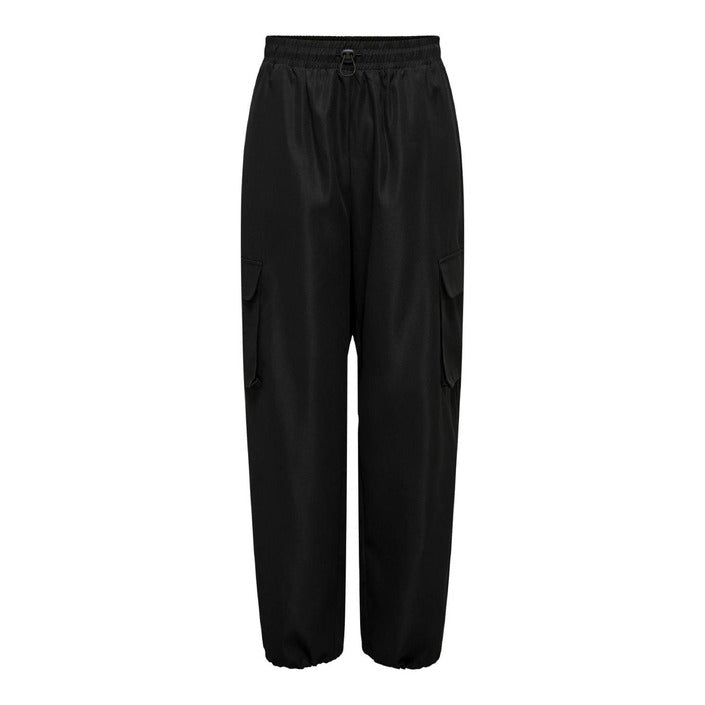 Only Minimalist High Waist Black Baggy Pants Cotton-Rich