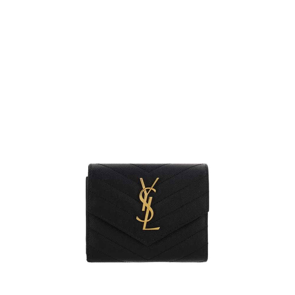 YSL cassandre Matelassé Wallet chevron quilted all leather black