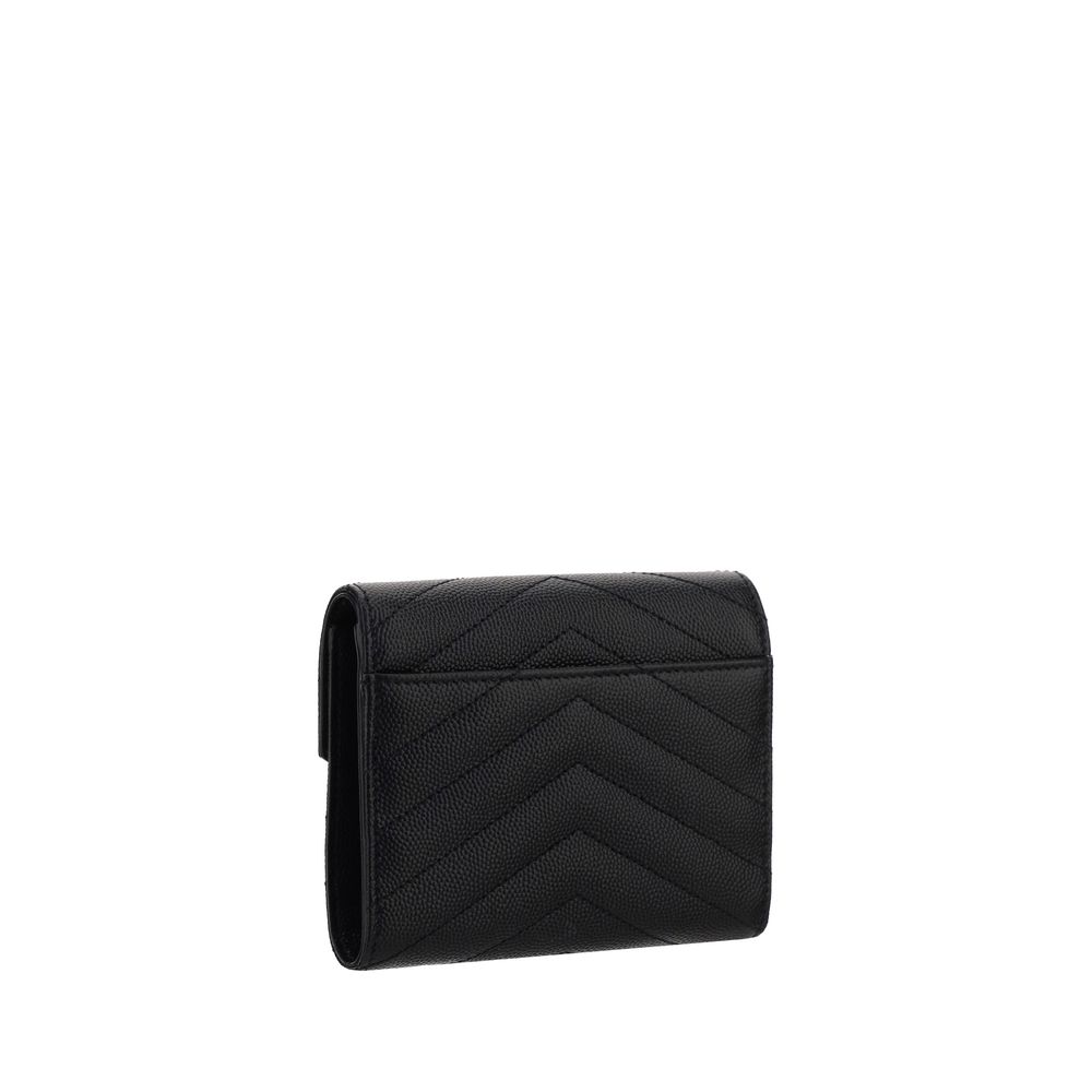 YSL cassandre Matelassé Wallet chevron quilted all leather black