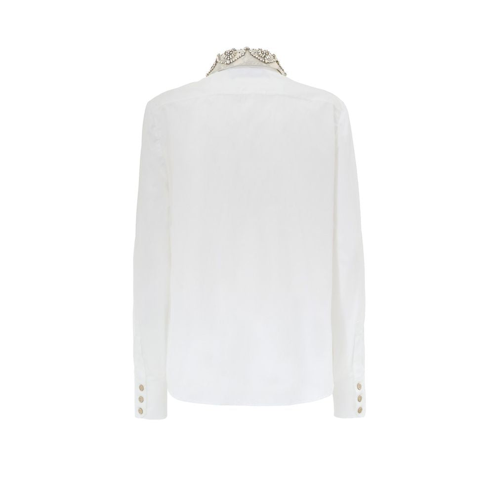 Gucci Removable Embellished Collar White Cotton Shirt