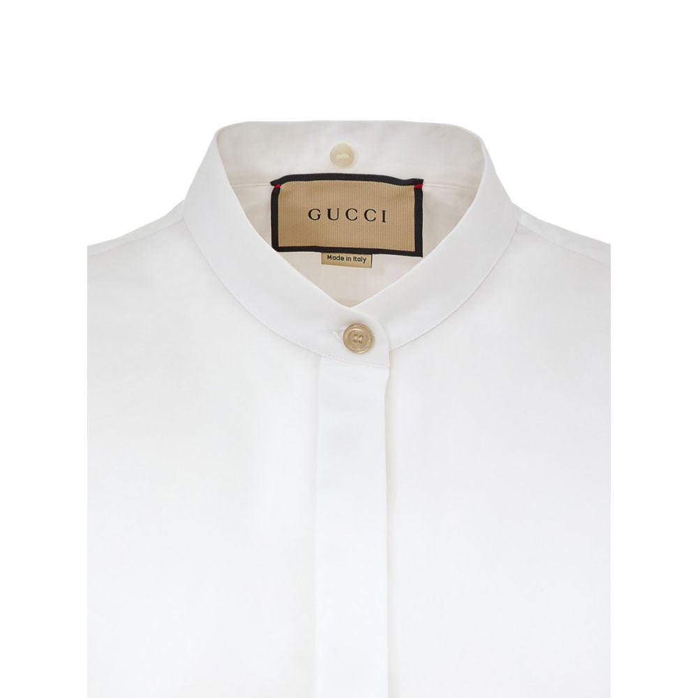 Gucci Removable Embellished Collar White Cotton Shirt