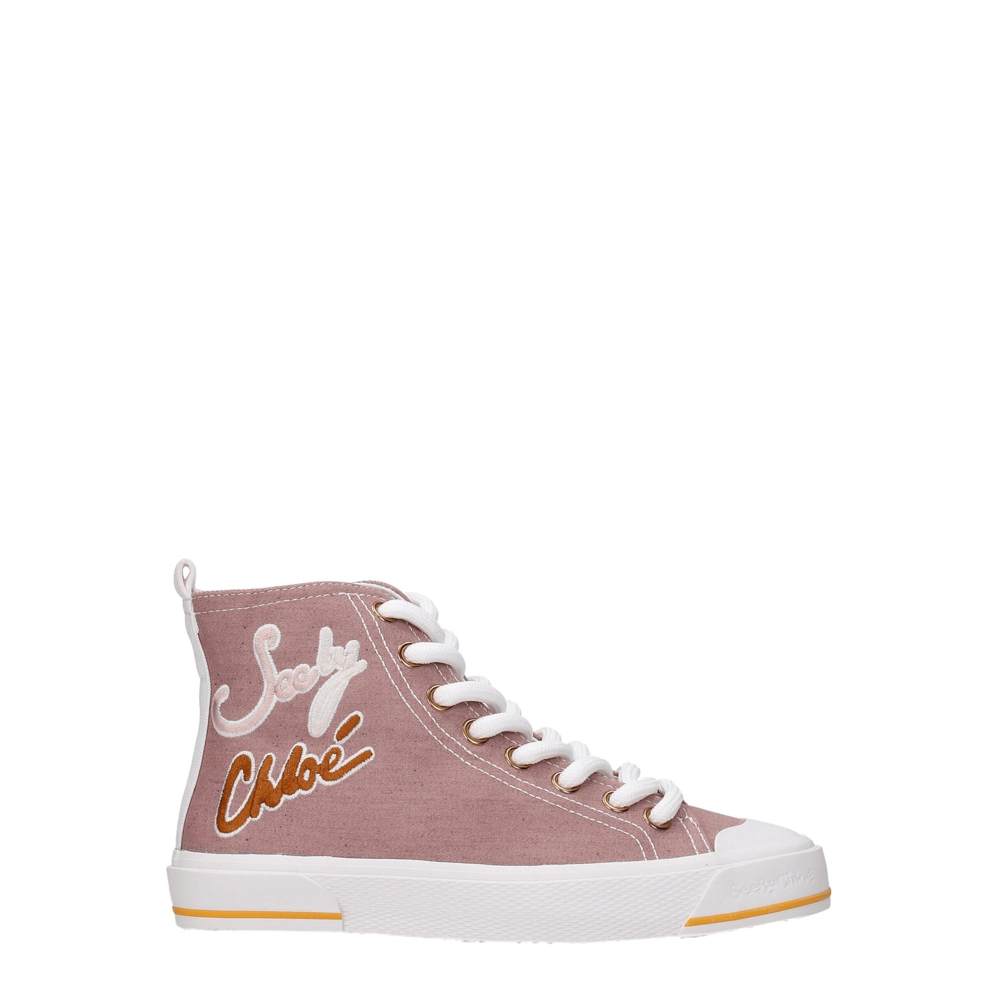 See By Chloé Pink Lace-Up High Top Sneakers 