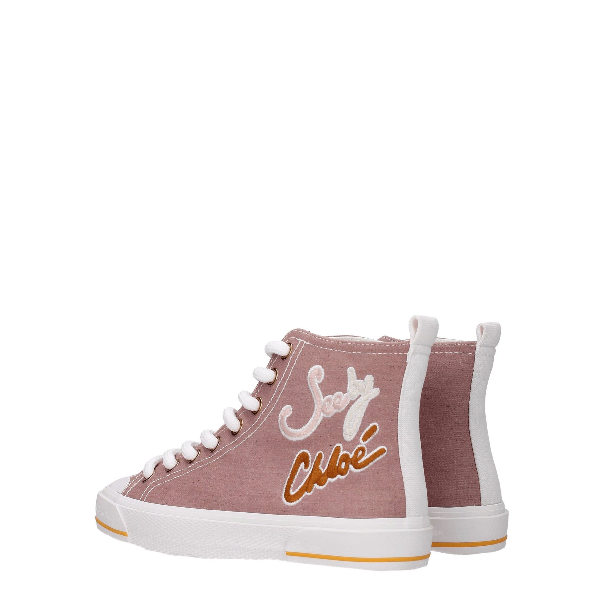 See By Chloé Pink Lace-Up High Top Sneakers 