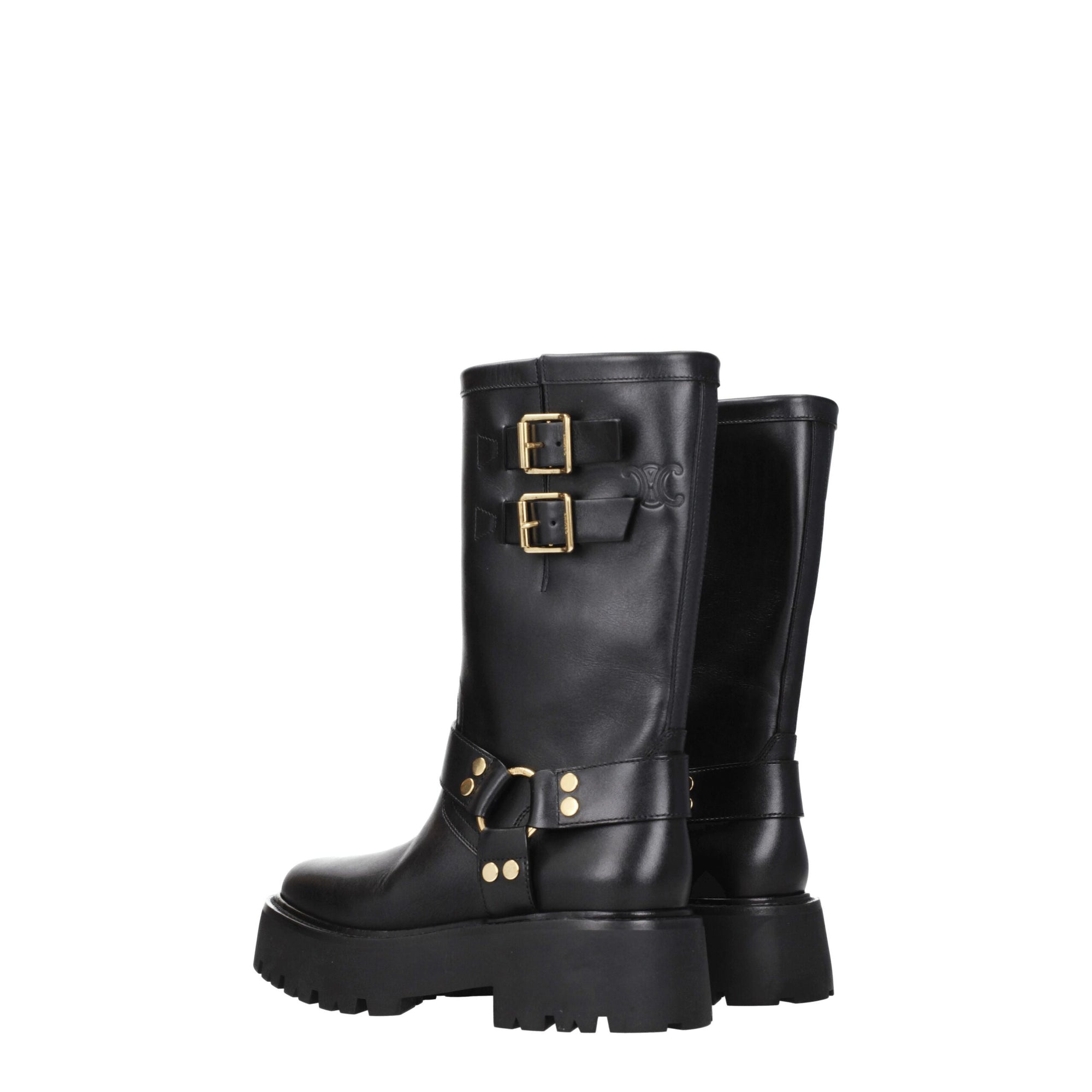 Celine Leather Ankle Biker Boots