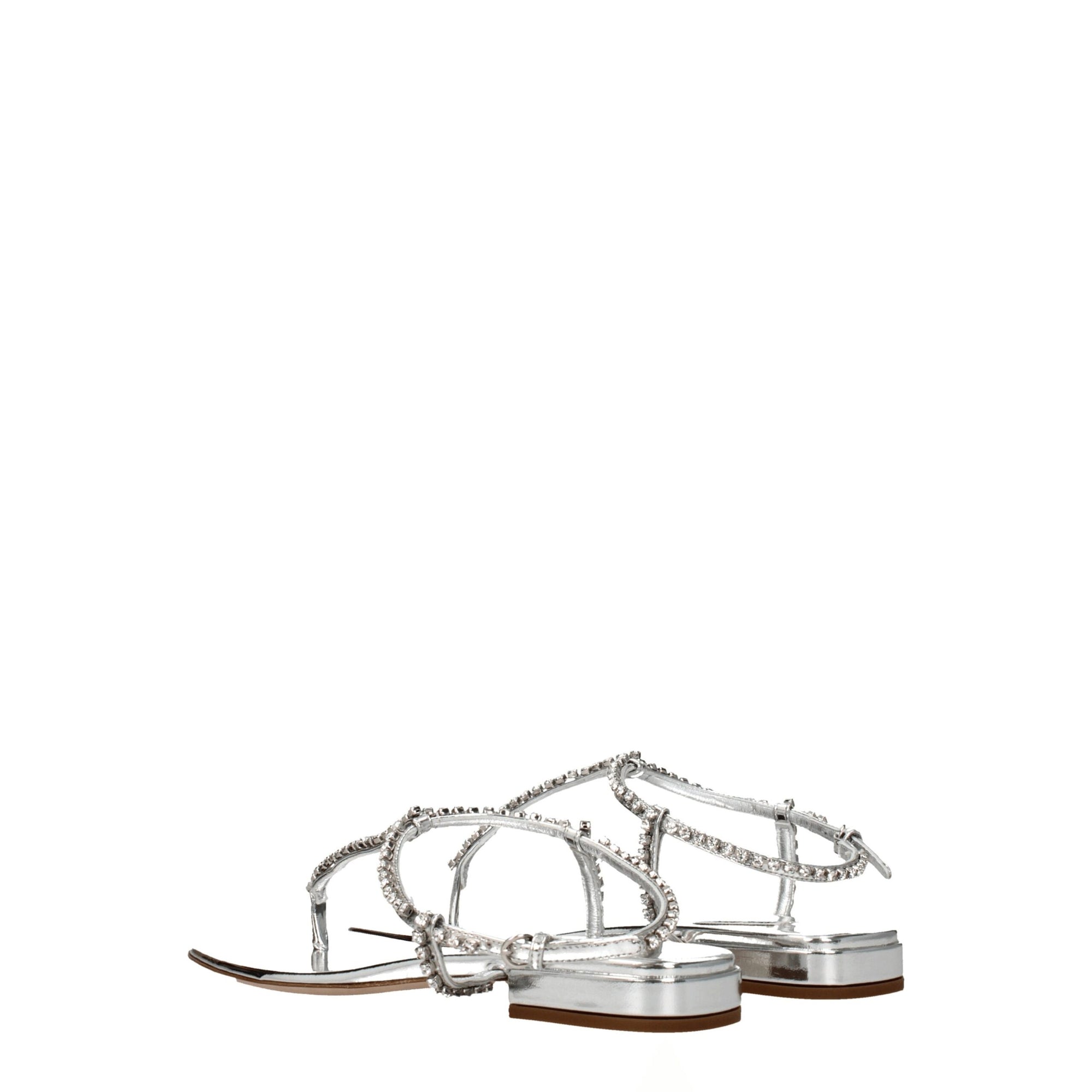 Miu Miu Embellished Silver Flat Sandals