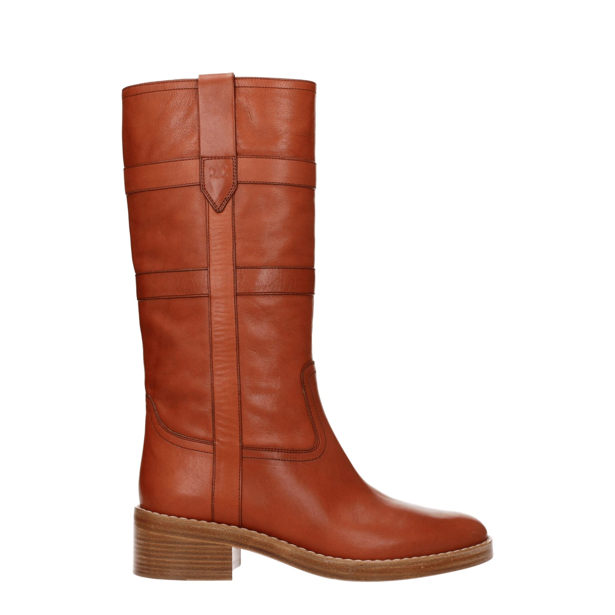 Celine Cognac Brown Leather Knee-High Boots